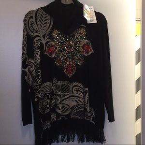 Ladies sweater  cowl neck sequin  design